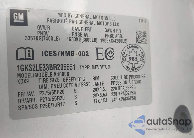 1GKS2LE33BR206651: 44498471