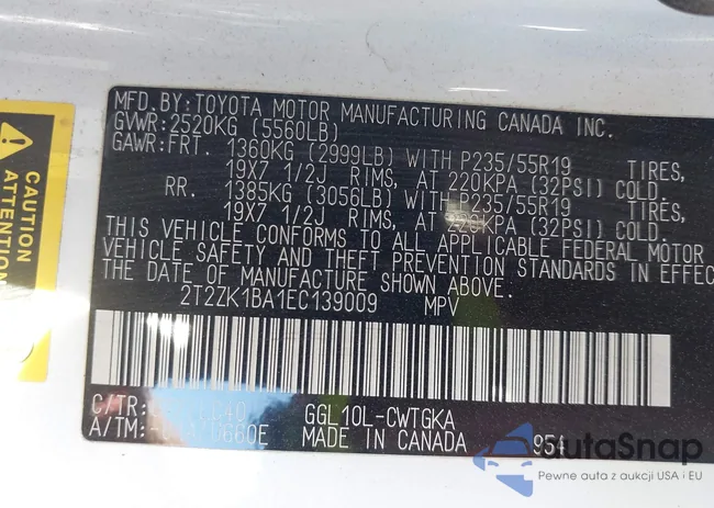 2T2ZK1BA1EC139009: 44499829