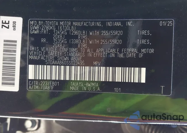 5TDAAAB60SS023495: 44500010