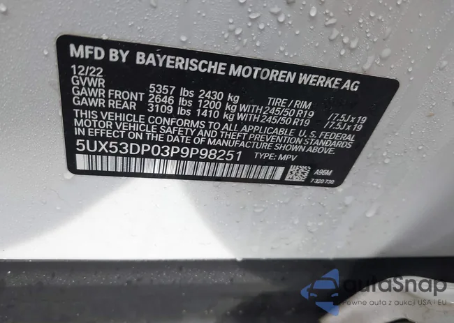 5UX53DP03P9P98251: 44500069