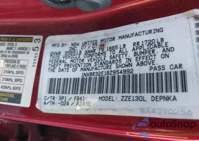 1NXBR32E18Z954992: 44500072