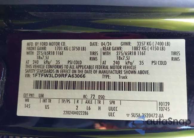 1FTFW3LD9RFA63066: 44500674