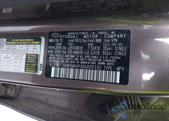 KM8SM4HF4DU005192: 44500907