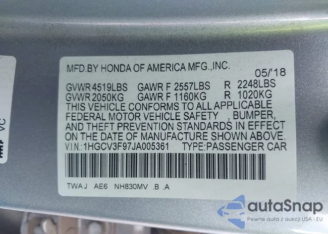 1HGCV3F97JA005361: 44500974