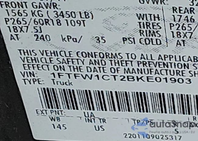 1FTFW1CT2BKE01903: 44500601