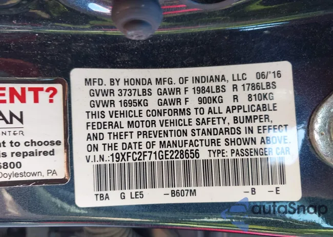 19XFC2F71GE228656: 44500628