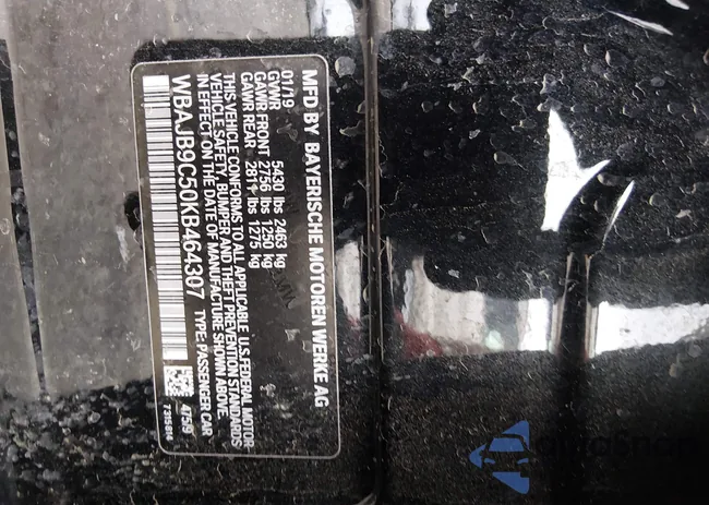 WBAJB9C50KB464307: 44500648