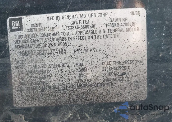 1GKFK66827J274104: 44501771