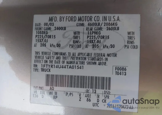 1FTYR14U44TA01541: 44501825