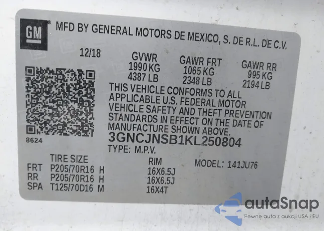 3GNCJNSB1KL250804: 44501844