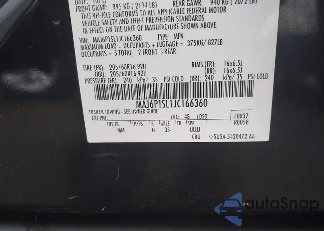 MAJ6P1SL1JC166360: 44502057