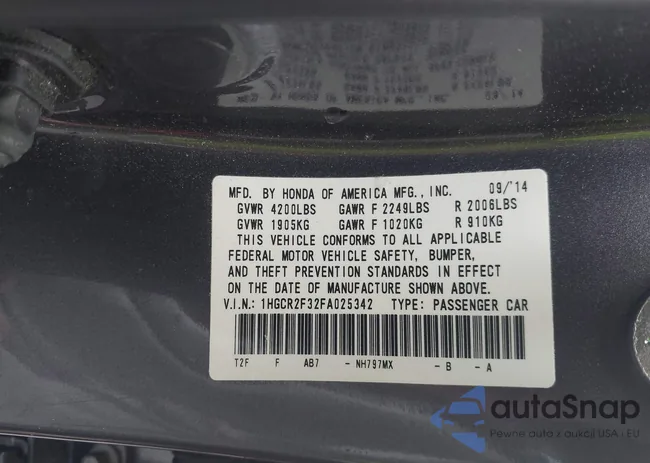 1HGCR2F32FA025342: 44502161