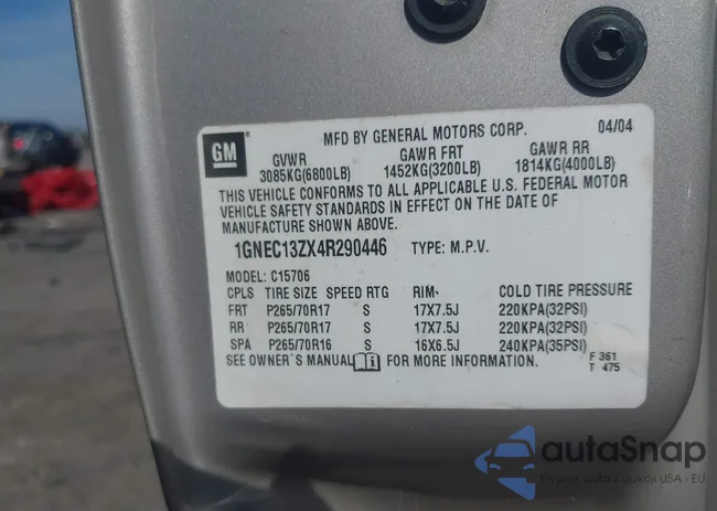 1GNEC13ZX4R290446: 44502184