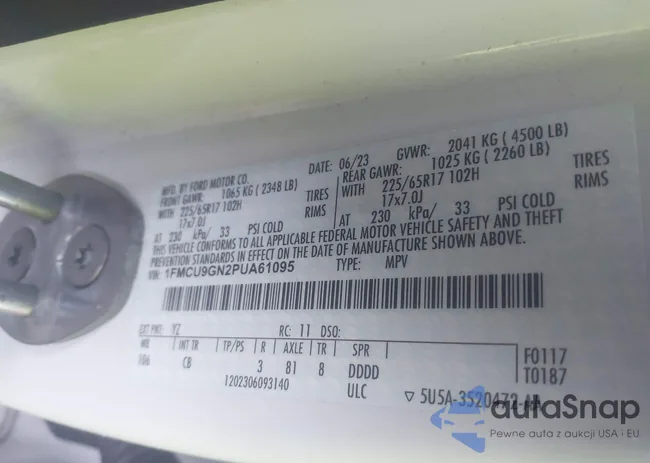 1FMCU9GN2PUA61095: 44501304