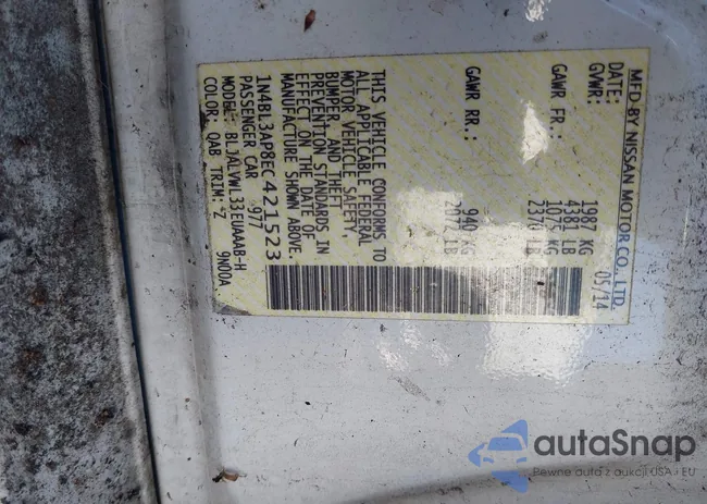 1N4BL3AP8EC421523: 44501542