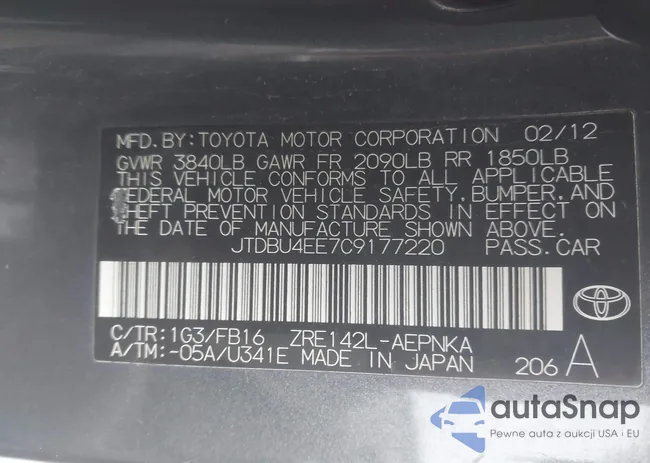 JTDBU4EE7C9177220: 44501624