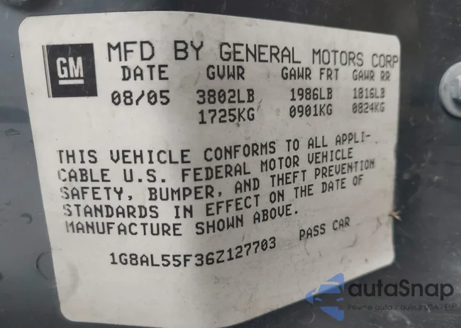 1G8AL55F36Z127703: 44502785