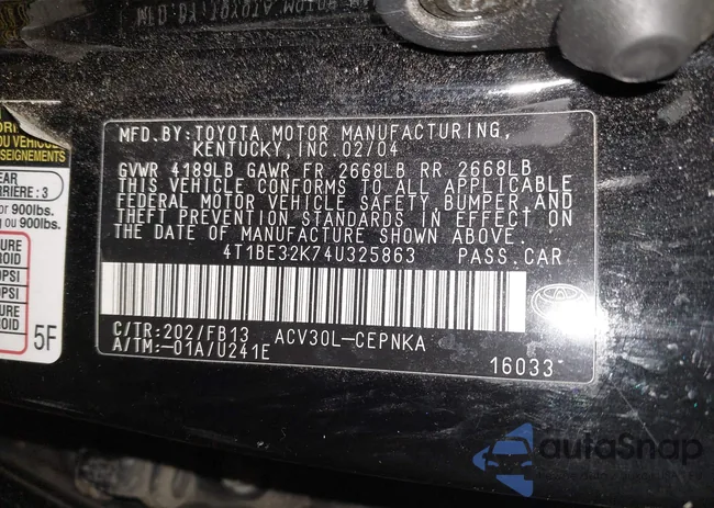 4T1BE32K74U325863: 44502929