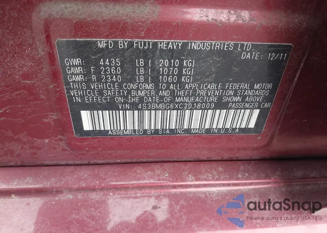 4S3BMBG6XC3018009: 44502261