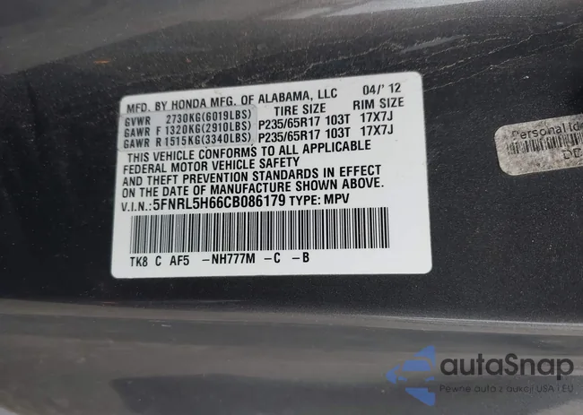 5FNRL5H66CB086179: 44502466