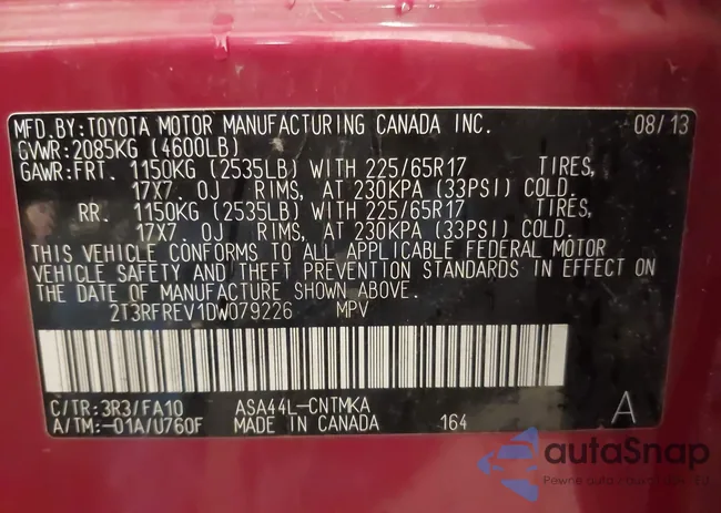 2T3RFREV1DW079226: 43505455