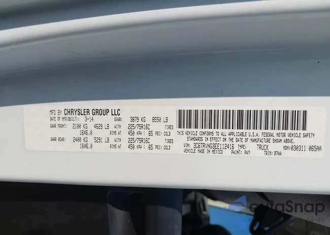 3C6TRVNG3EE112416: 43505523