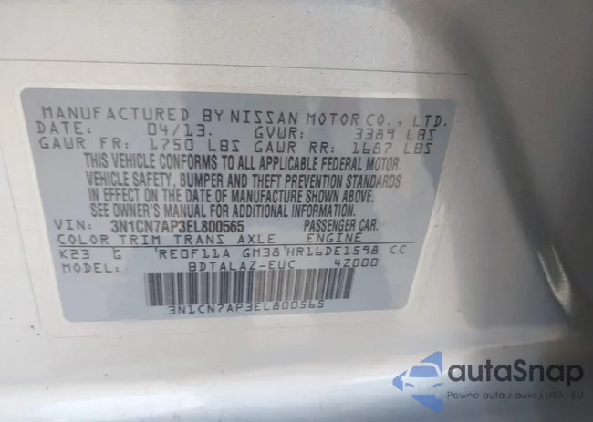 3N1CN7AP3EL800565: 43505603