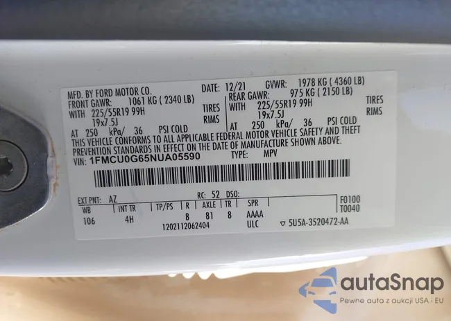 1FMCU0G65NUA05590: 43505679