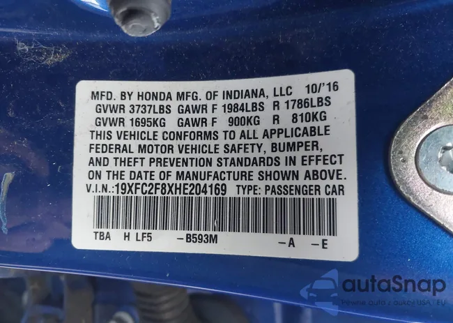 19XFC2F8XHE204169: 43505691