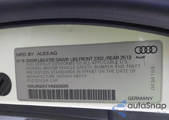 WAUANAF41HN006665: 43505709