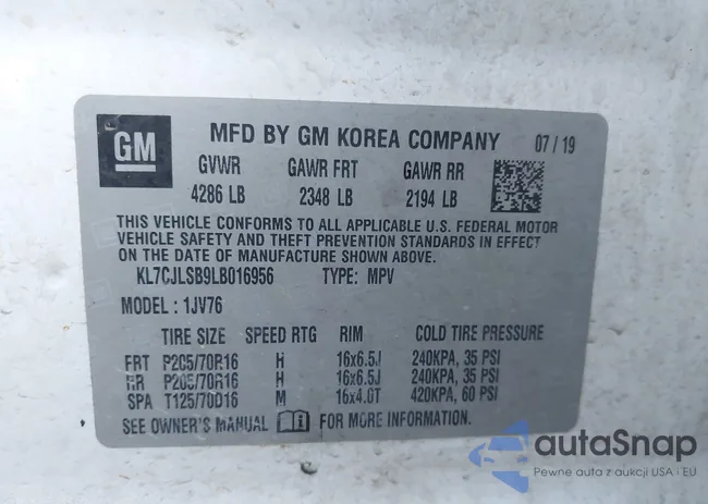 KL7CJLSB9LB016956: 43505727