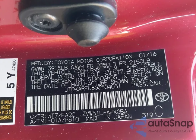 JTDKARFU8G3504051: 43505757