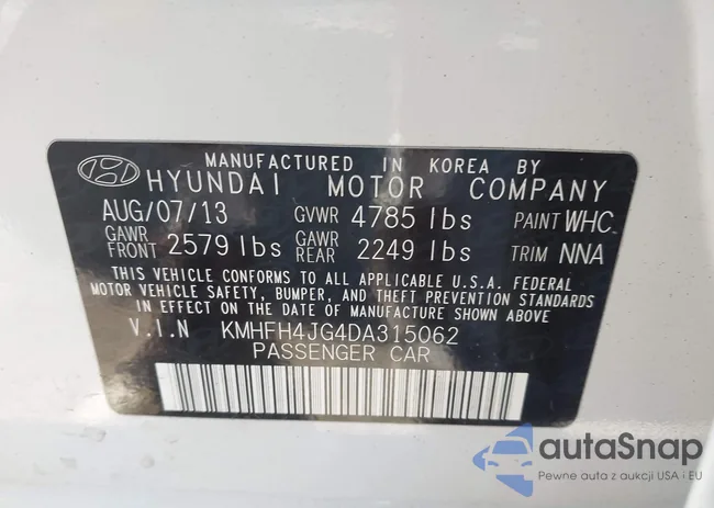 KMHFH4JG4DA315062: 43505804