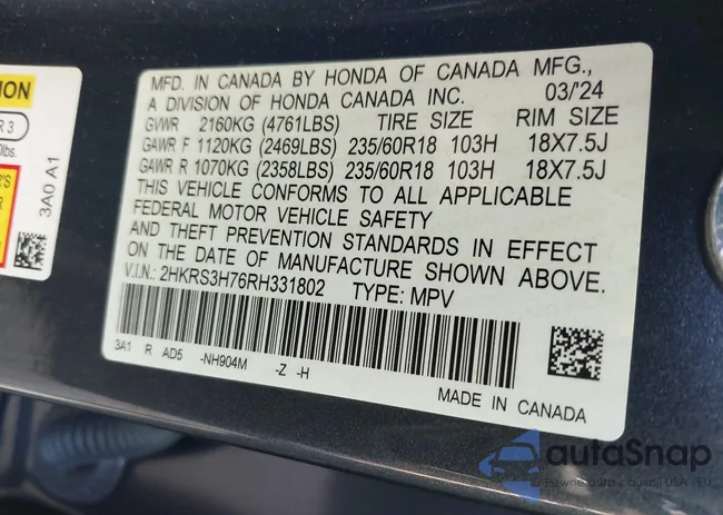 2HKRS3H76RH331802: 43506019