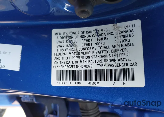 2HGFC2F54HH570379: 43505050