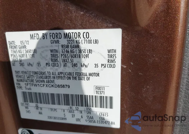 1FTFW1CFXCKD85879: 43505102