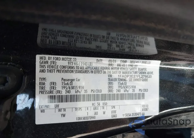 1FADP3E27FL276620: 43505218