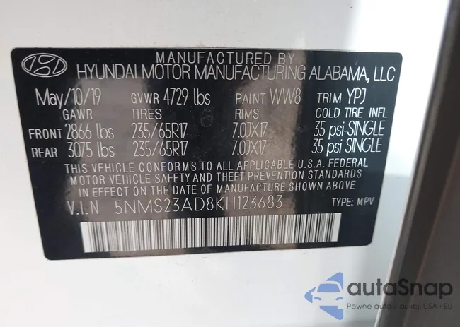 5NMS23AD8KH123683: 43505331