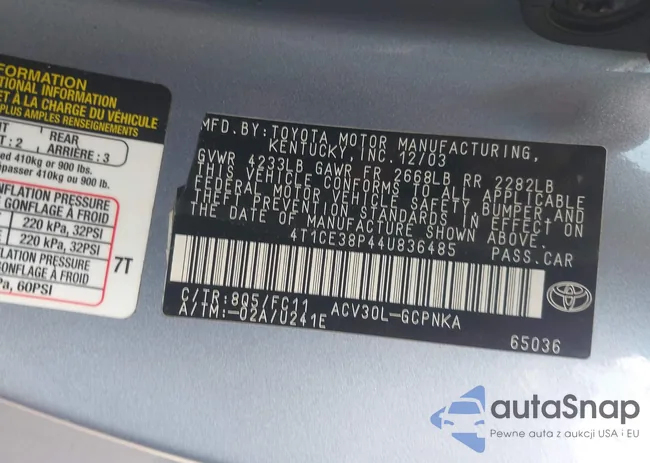 4T1CE38P44U836485: 43506586