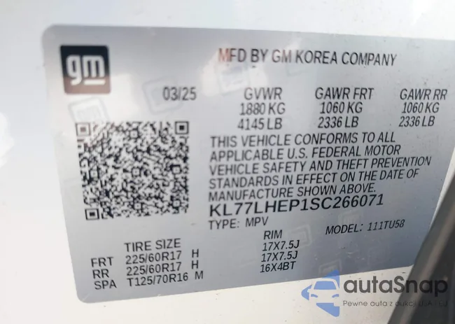 KL77LHEP1SC266071: 43506812