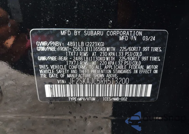 JF2SKAJC5RH513200: 43506838