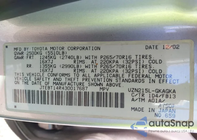 JTEBT14R430017687: 43506876