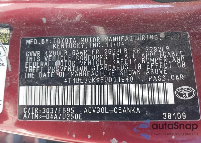 4T1BE32KX5U011948: 43506963