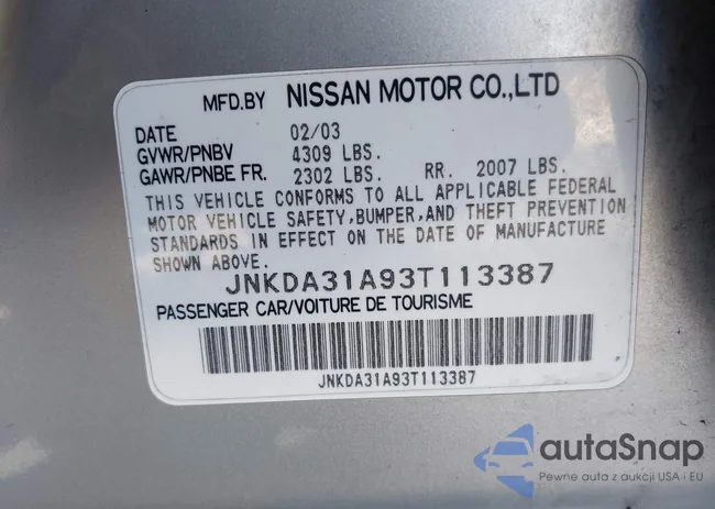 JNKDA31A93T113387: 43506091