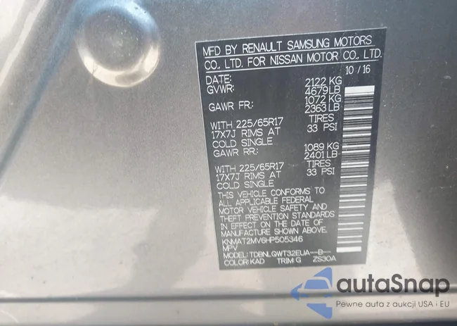 KNMAT2MV6HP505346: 43506123