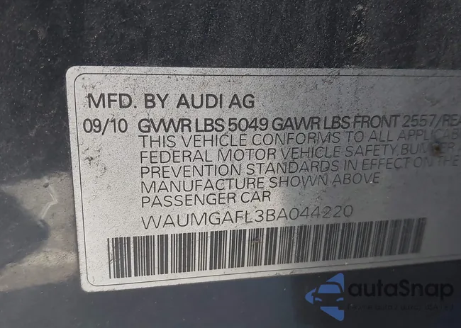 WAUMGAFL3BA044220: 43506144