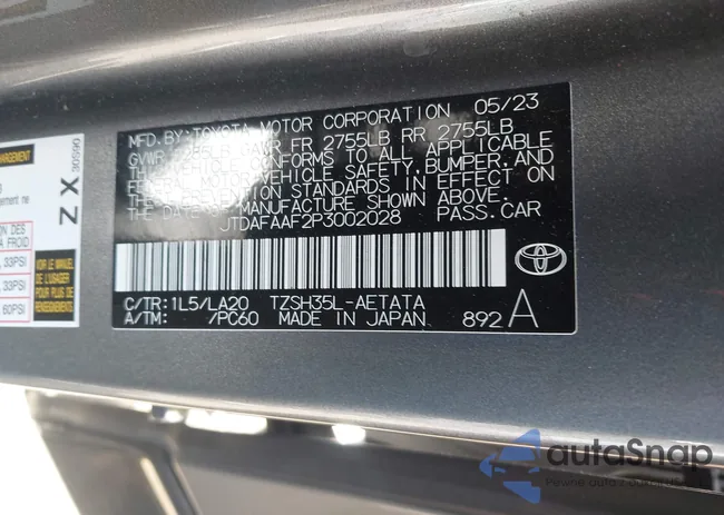 JTDAFAAF2P3002028: 43506209