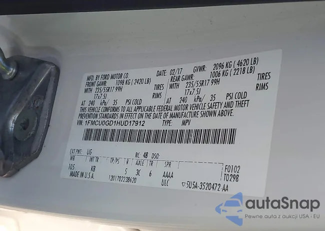 1FMCU0GD1HUD17912: 43507499