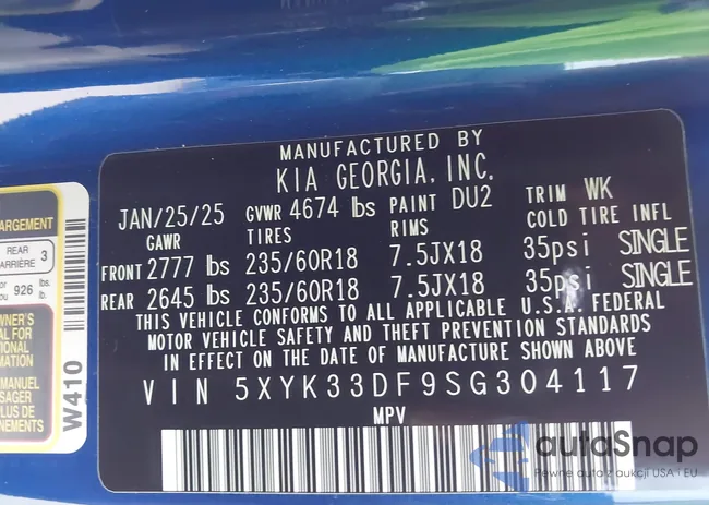 5XYK33DF9SG304117: 43507705