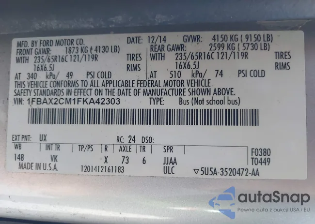 1FBAX2CM1FKA42303: 43507998